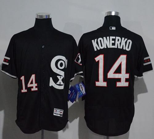 White Sox #14 Paul Konerko Black New Flexbase Authentic Collection Stitched MLB Jersey